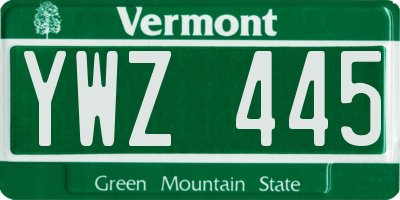 VT license plate YWZ445