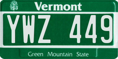 VT license plate YWZ449