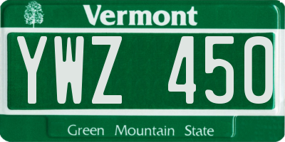 VT license plate YWZ450