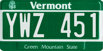 VT license plate YWZ451