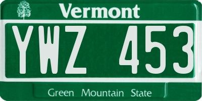 VT license plate YWZ453