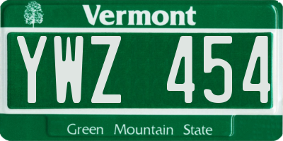 VT license plate YWZ454