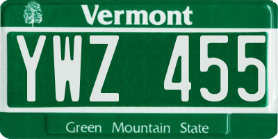 VT license plate YWZ455