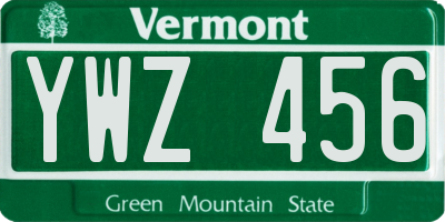 VT license plate YWZ456