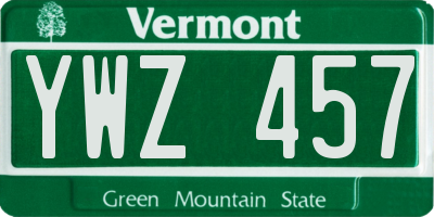VT license plate YWZ457