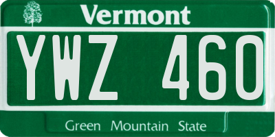 VT license plate YWZ460