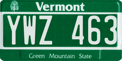 VT license plate YWZ463
