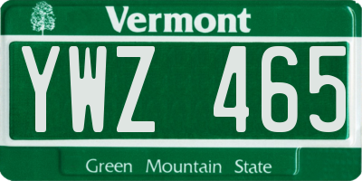 VT license plate YWZ465