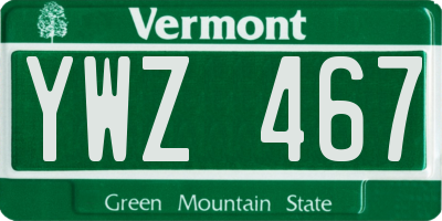 VT license plate YWZ467