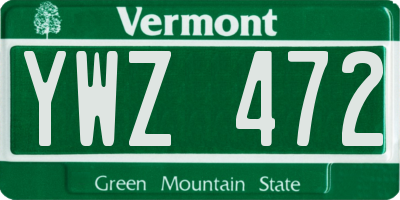 VT license plate YWZ472
