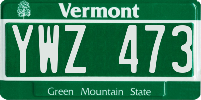 VT license plate YWZ473