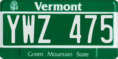 VT license plate YWZ475