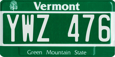VT license plate YWZ476