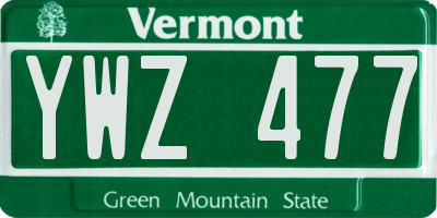 VT license plate YWZ477