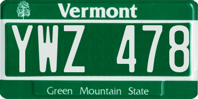 VT license plate YWZ478