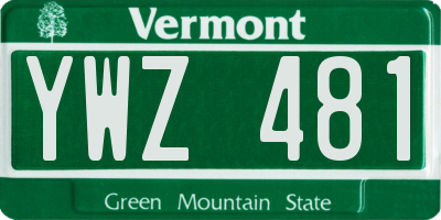 VT license plate YWZ481
