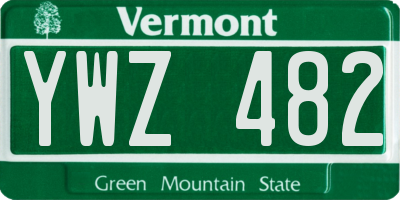 VT license plate YWZ482