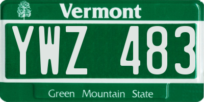 VT license plate YWZ483