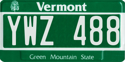 VT license plate YWZ488