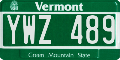 VT license plate YWZ489