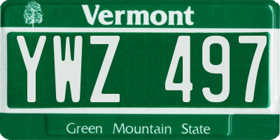 VT license plate YWZ497