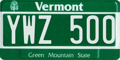 VT license plate YWZ500