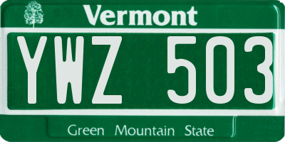 VT license plate YWZ503