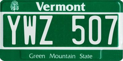 VT license plate YWZ507