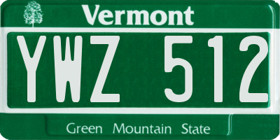 VT license plate YWZ512
