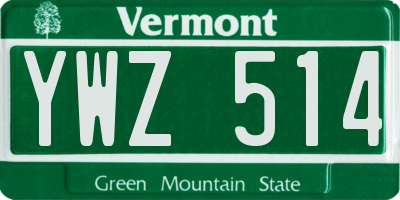 VT license plate YWZ514