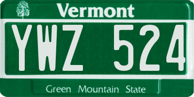 VT license plate YWZ524