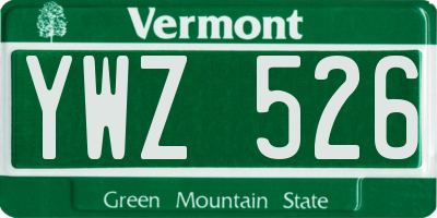 VT license plate YWZ526