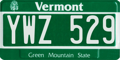 VT license plate YWZ529