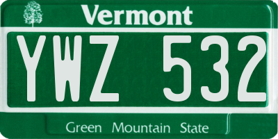 VT license plate YWZ532
