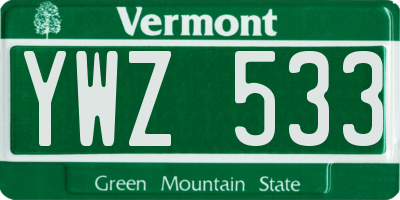 VT license plate YWZ533