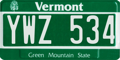 VT license plate YWZ534