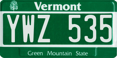VT license plate YWZ535