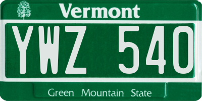 VT license plate YWZ540