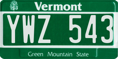 VT license plate YWZ543