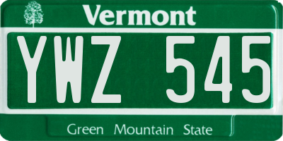 VT license plate YWZ545