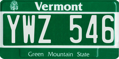 VT license plate YWZ546