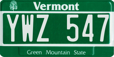 VT license plate YWZ547