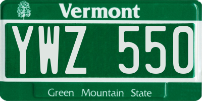 VT license plate YWZ550