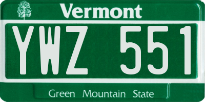 VT license plate YWZ551