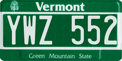 VT license plate YWZ552