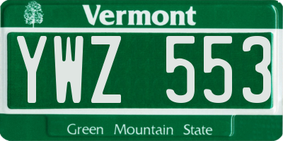 VT license plate YWZ553