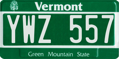 VT license plate YWZ557