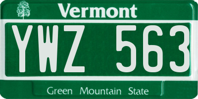 VT license plate YWZ563