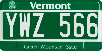 VT license plate YWZ566