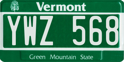 VT license plate YWZ568